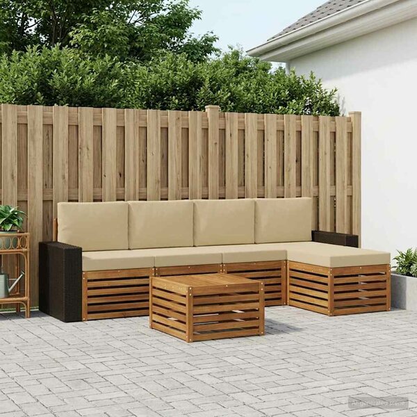 VidaXL Kültéri kanapé szett párnával 6 pcs Természetes és bézs