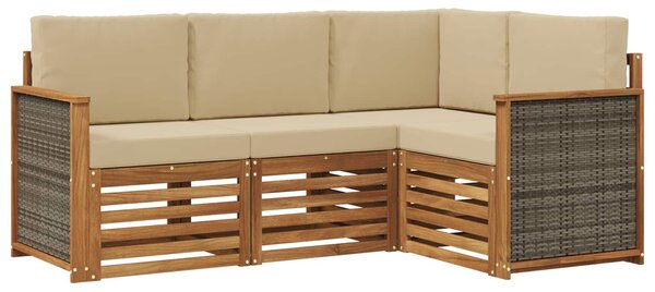 VidaXL Ülőgarnitúrák párnával 4 pcs Tömör Akácfa