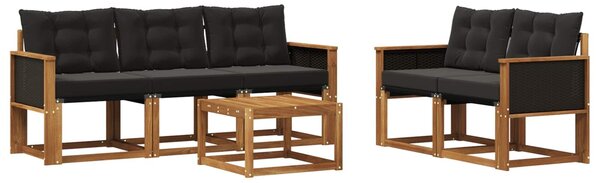 VidaXL Kültéri kanapé szett párnával 6 pcs Természetes és Fekete