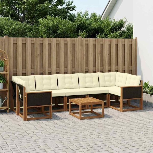 VidaXL Kültéri kanapé szett párnával 8 pcs Természetes és krémszínű