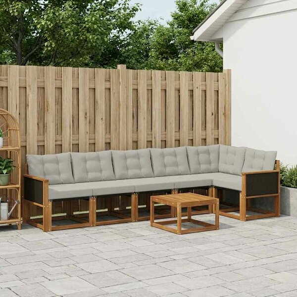 VidaXL Kültéri kanapé szett 7 pcs Természetes és Világosszürke