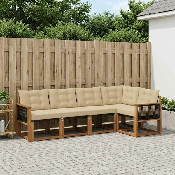 VidaXL Kültéri kanapé szett párnával 5 pcs Természetes és bézs