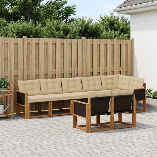 VidaXL Kültéri kanapé szett párnával 8 pcs Természetes és bézs