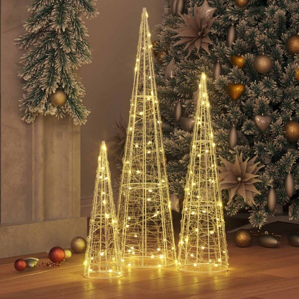 Karácsonyfa 3 db 90 LED Meleg fehér 20 x 20 x 80 cm Akril