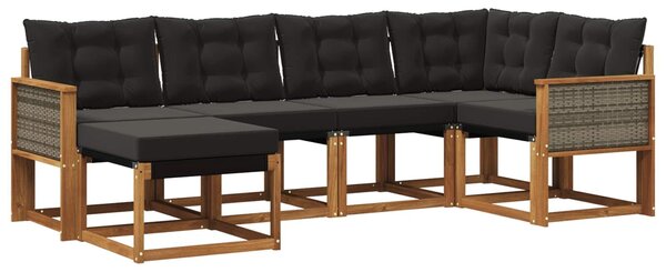 VidaXL Kültéri kanapé szett párnával 6 pcs Természetes és Fekete