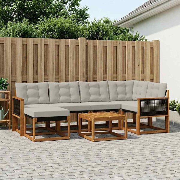 VidaXL Kültéri kanapé szett 7 pcs Természetes és Világosszürke