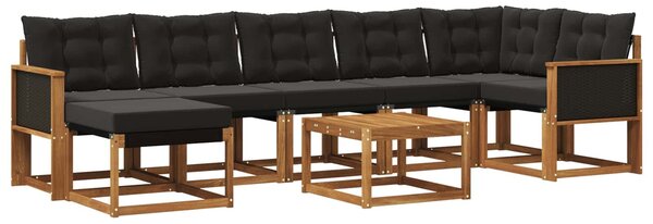 VidaXL Kültéri kanapé szett párnával 8 pcs Természetes és Fekete