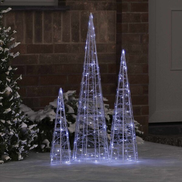 Karácsonyfa 3 db 90 LED Hideg feher 20 x 20 x 80 cm Akril