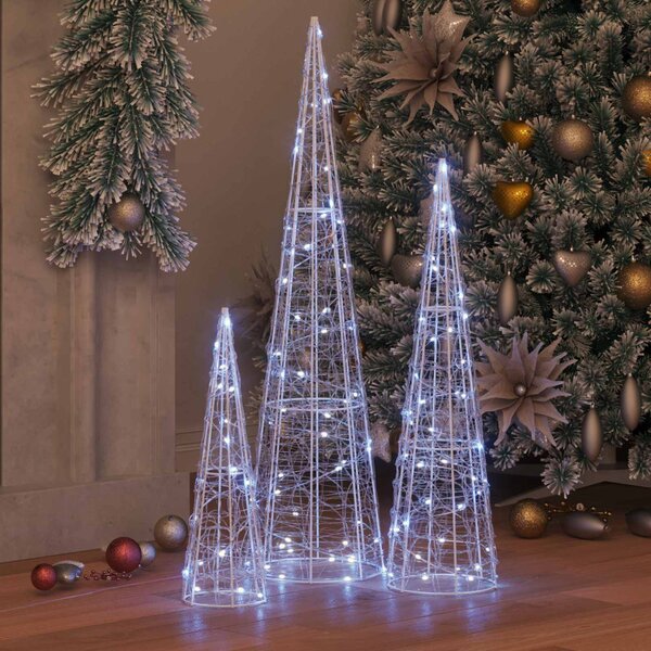 Karácsonyfa 3 db 90 LED Hideg feher 20 x 20 x 80 cm Akril
