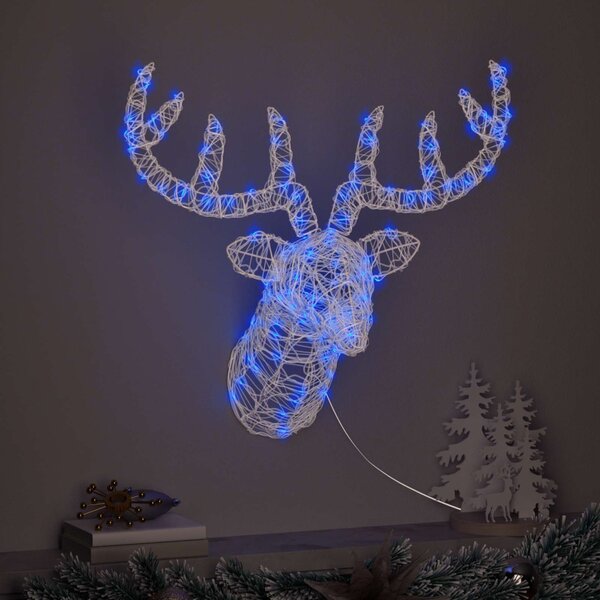 Rénszarvas Fej 140 LED Kék 68 x 36,5 x 62,5 cm Akril