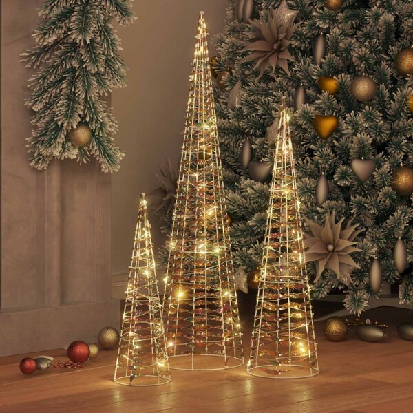 Karácsonyfa 3 db 90 LED Meleg fehér 20 x 20 x 80 cm PET