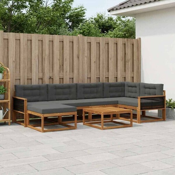 VidaXL Kültéri kanapé szett párnával 7 pcs Természetes és antracit