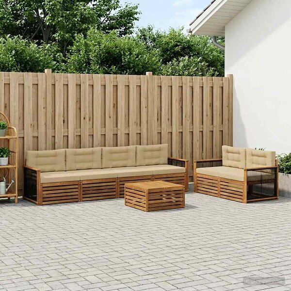 VidaXL Kültéri kanapé szett párnával 7 pcs Természetes és bézs