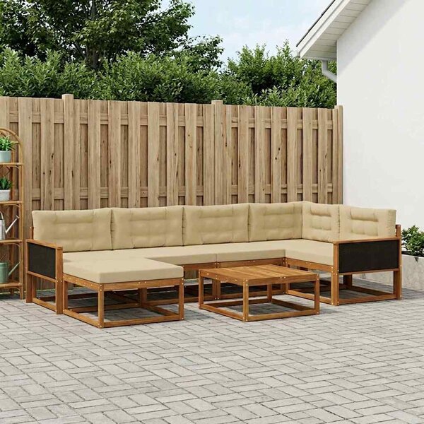 VidaXL Kültéri kanapé szett párnával 7 pcs Természetes és bézs