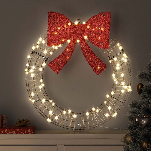 Koszorú Meleg fehér 75 x 75 x 8 cm Rattan 60 LED