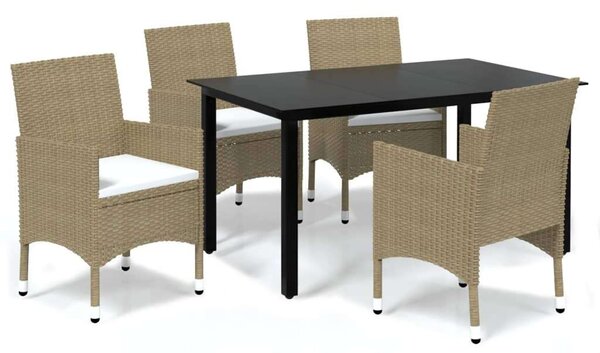 VidaXL Polyrattan Kerti Étkezőgarnitúra - 5 részes - Bézs