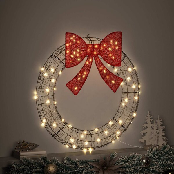 Koszorú Meleg fehér 90 x 90 x 9 cm Rattan 80 LED