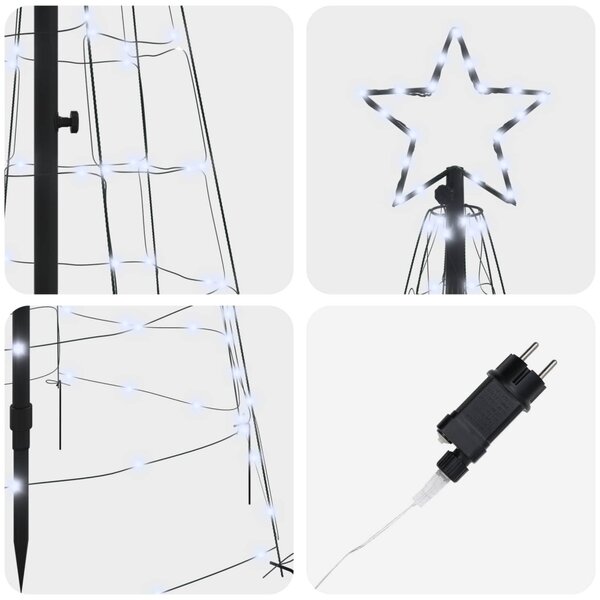 LED Karácsonyi Fenyő 250 cm 390 LED Hideg fehér Acél