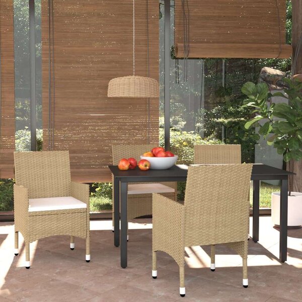 VidaXL Polyrattan Kerti Étkezőgarnitúra - 5 részes - Bézs