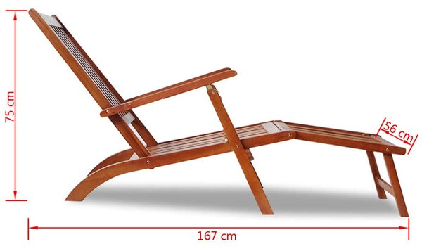 VidaXL Akácfa Napozóágy - Lábtartóval - 167cm