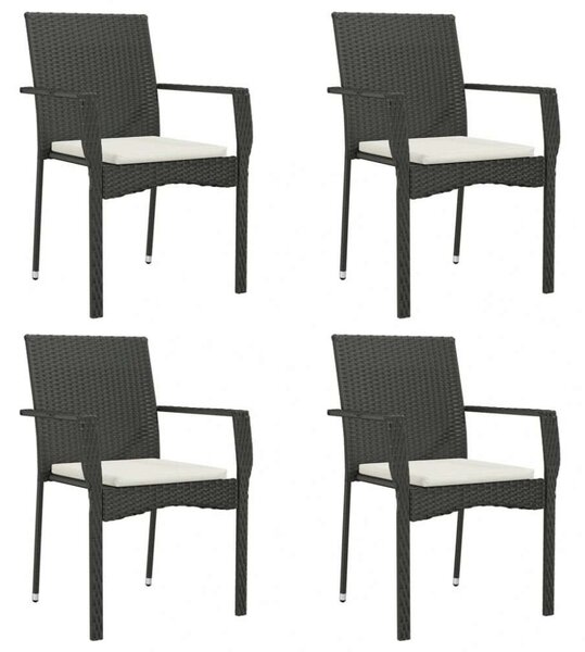 5 részes fekete polyrattan kerti étkezőgarnitúra párnákkal
