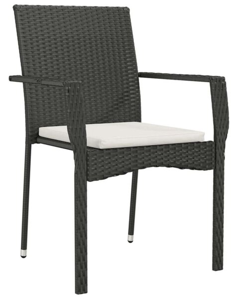 5 részes fekete polyrattan kerti étkezőgarnitúra párnákkal