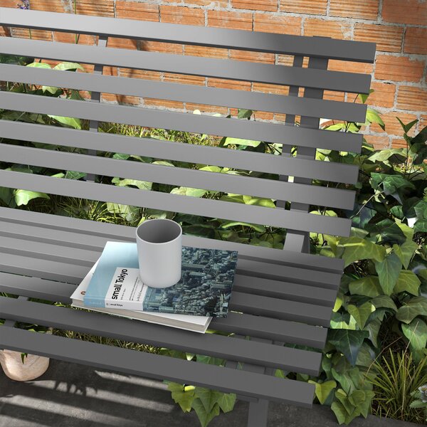 Outsunny Kerti pad teraszra, léces ülőfelülettel és háttámlával, 123x67x79 cm, zöld