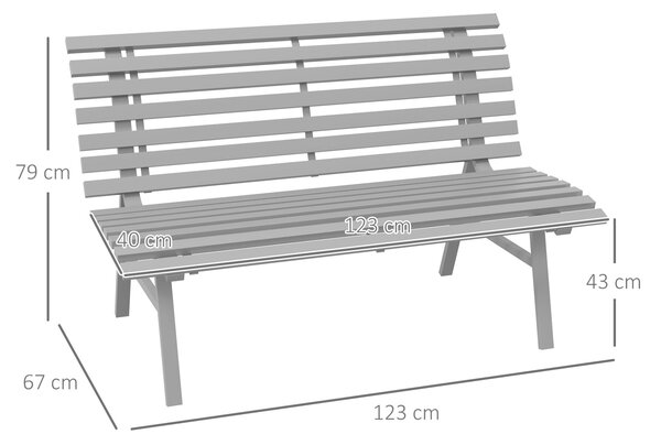 Outsunny Kerti pad teraszra, léces ülőfelülettel és háttámlával, 123x67x79 cm, zöld