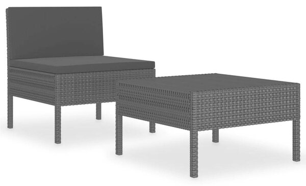 Polyrattan Kerti Bútorszett - 2 részes - Fekete