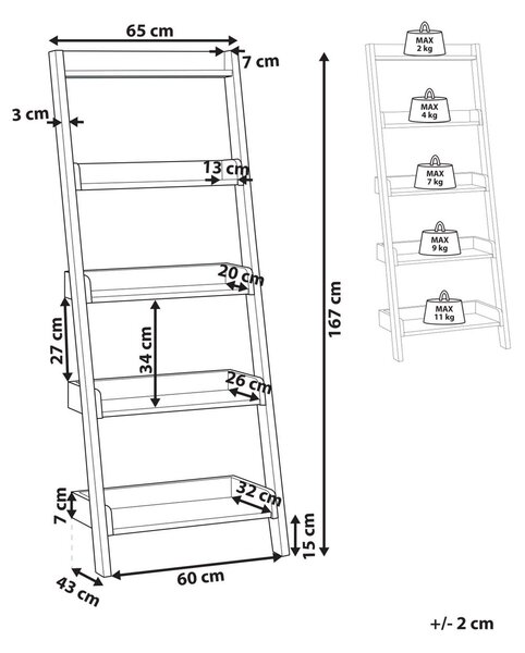 Ötszintes polcos elem MOBILE TRIO 167 cm Sötétbarna
