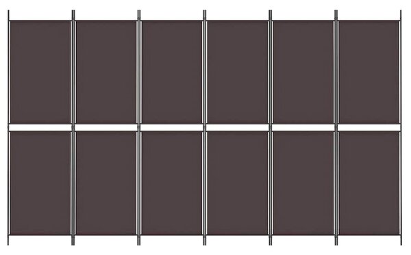 6 paneles barna szövet paraván 300x180 cm