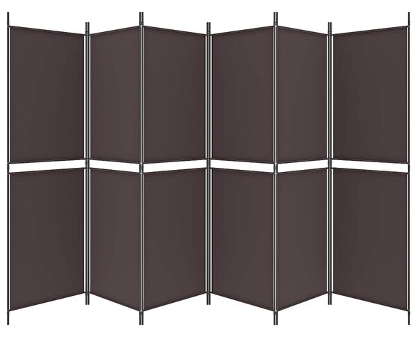 6 paneles barna szövet paraván 300x180 cm
