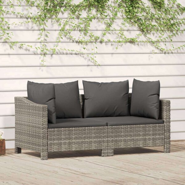 2 részes szürke polyrattan kerti ülőgarnitúra párnákkal