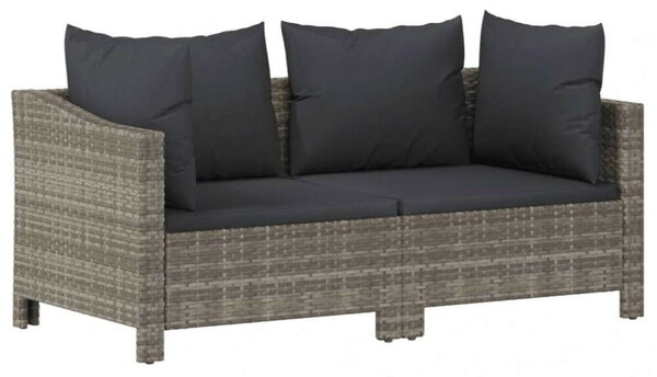 2 részes szürke polyrattan kerti ülőgarnitúra párnákkal