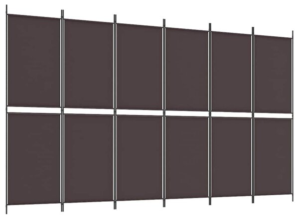 6 paneles barna szövet paraván 300x180 cm