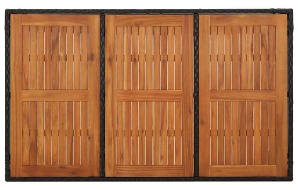 5 részes fekete polyrattan kerti étkezőgarnitúra párnákkal