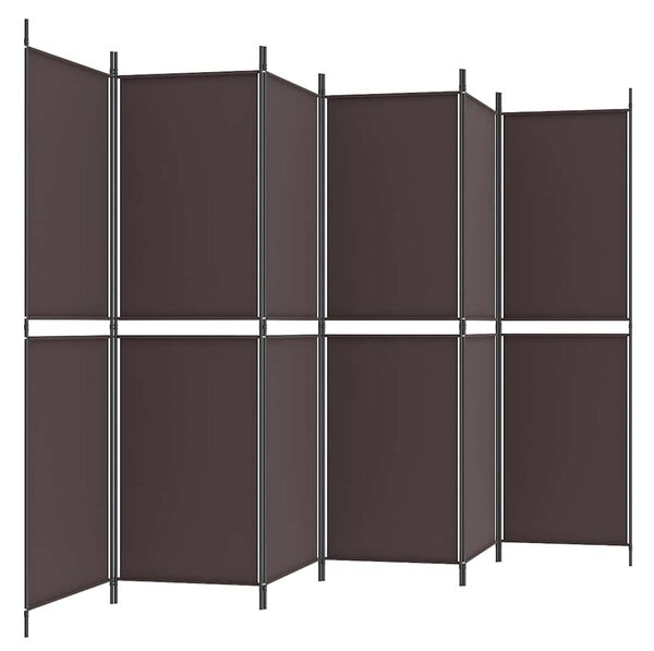 6 paneles barna szövet paraván 300x180 cm