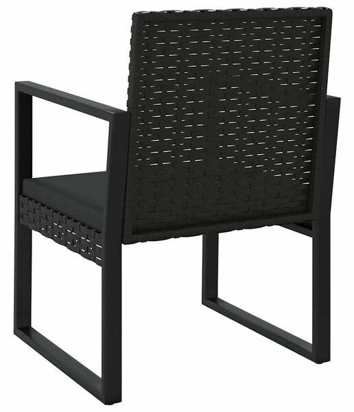 Polyrattan Kerti Ülőgarnitúra - 2 Fotel + Asztal - Fekete