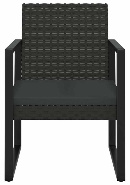 Polyrattan Kerti Ülőgarnitúra - 2 Fotel + Asztal - Fekete
