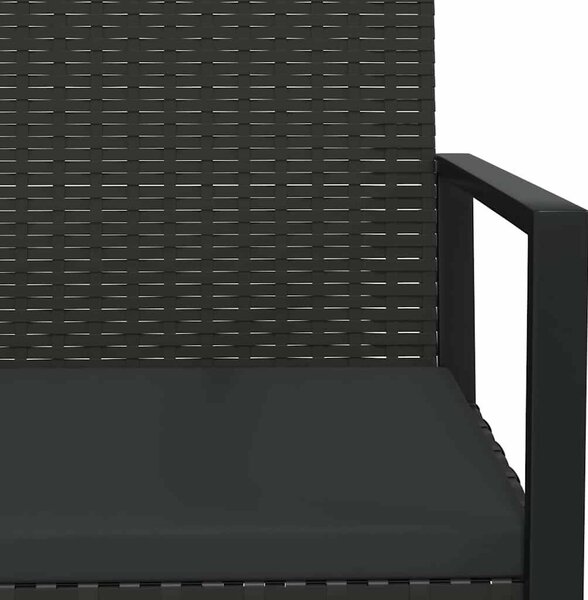 Polyrattan Kerti Ülőgarnitúra - 2 Fotel + Asztal - Fekete