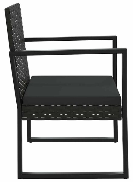 Polyrattan Kerti Ülőgarnitúra - 2 Fotel + Asztal - Fekete