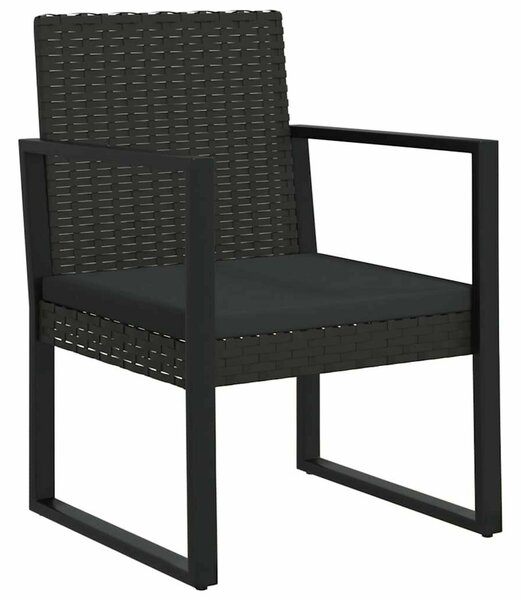 Polyrattan Kerti Ülőgarnitúra - 2 Fotel + Asztal - Fekete