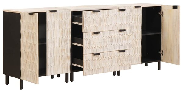 Széf 3 pcs Fehér mosott felület 180 x 33 x 75 cm Tömör Mangófát