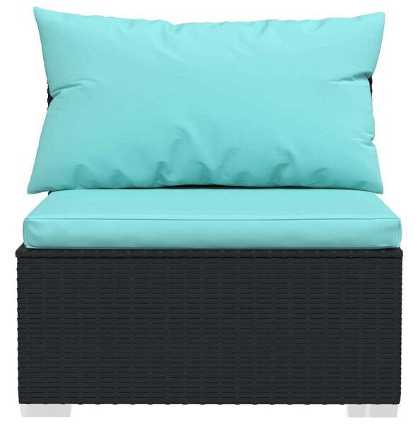 Polyrattan Kerti Ülőgarnitúra - 6 részes - Fekete