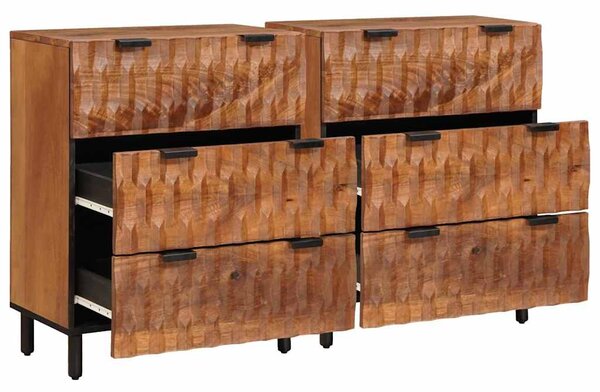 Széf 2 pcs Akácbarna felület 60 x 33 x 75 cm Tömör Mangófát