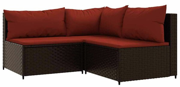 Polyrattan Kerti Ülőgarnitúra - 4 részes - Barna