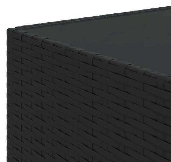 Polyrattan Kerti Ülőgarnitúra - 3 részes - Fekete