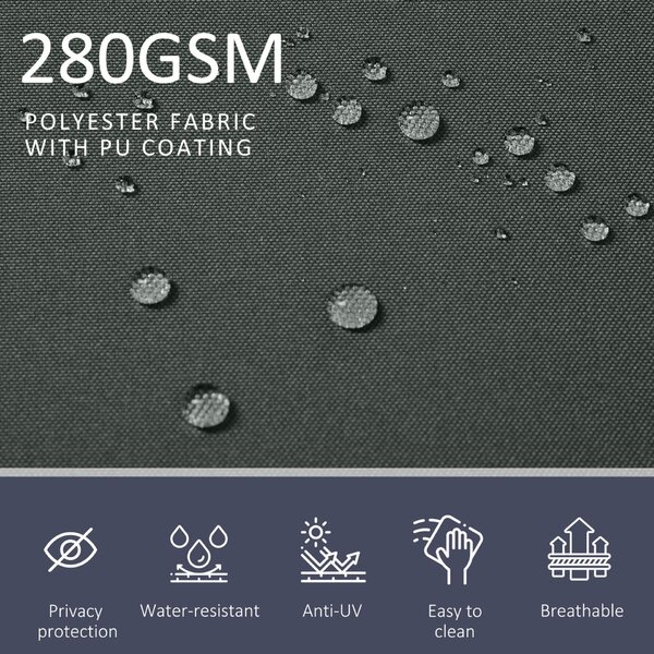 Outsunny Állítható UV-álló kerti paraván fogantyúval, fémből és 180 g/m² poliészterből, 600x180 cm, szürke