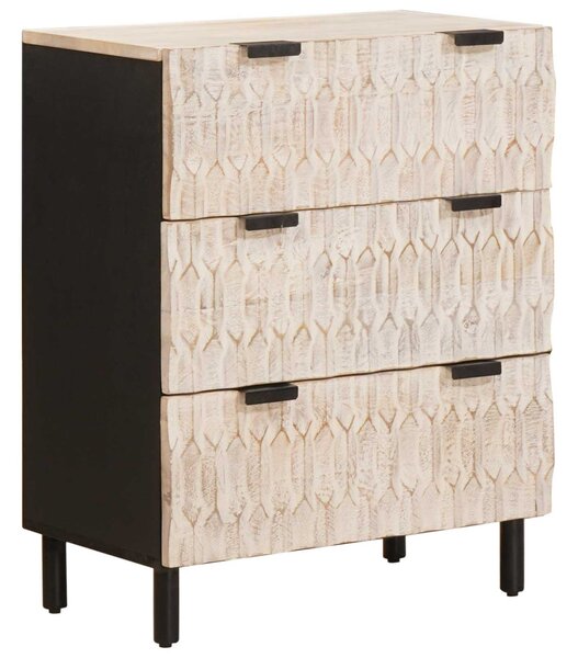 Széf 2 pcs Fehér mosott felület 60 x 33 x 75 cm Tömör Mangófát