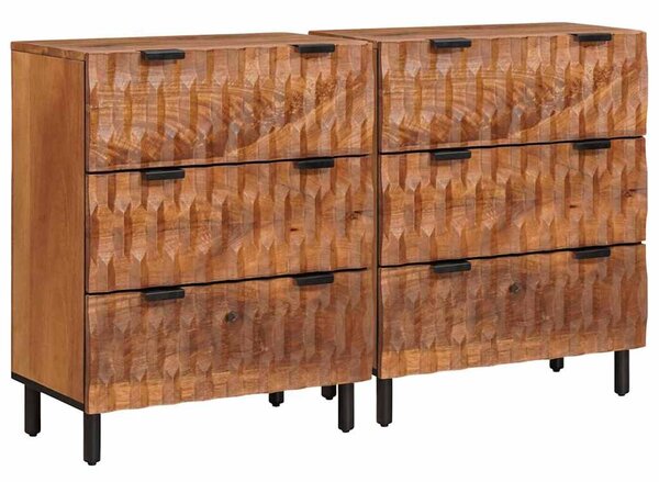 Széf 2 pcs Akácbarna felület 60 x 33 x 75 cm Tömör Mangófát